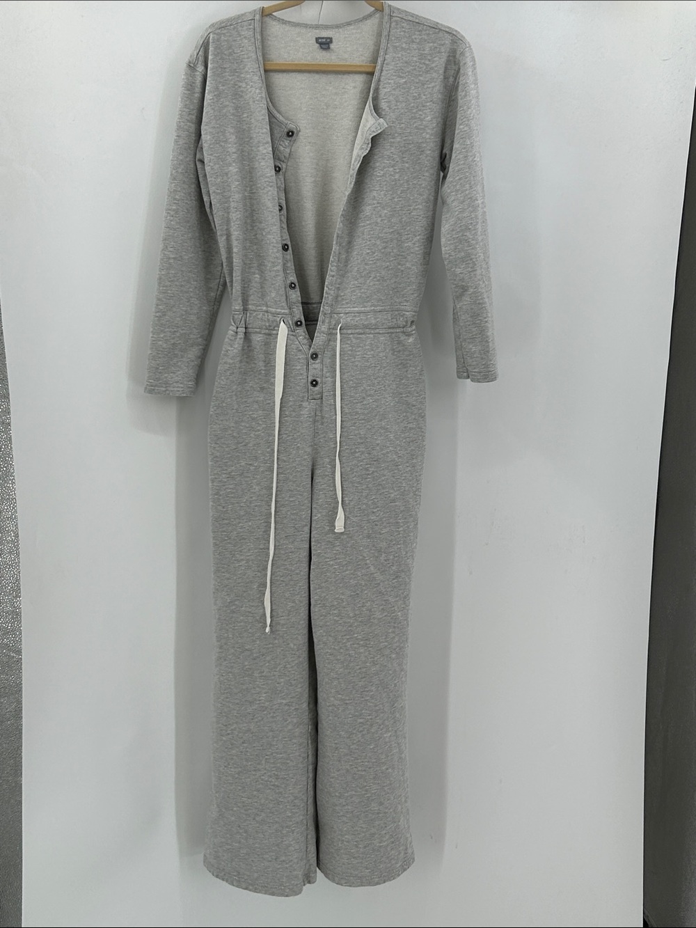 Aerie Weekend Sweatsuit Jumpsuit Gray Drawstring ButtonDown Size Small - Picture 2 of 7